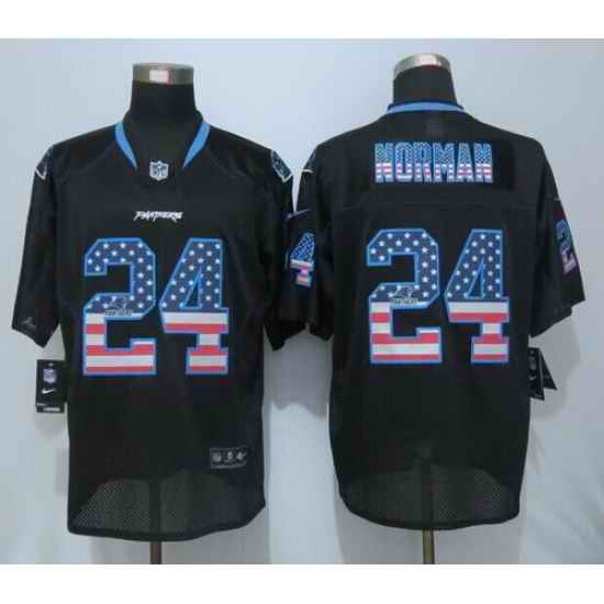 Nike Carolina Panthers #24 Josh Norman USA Flag Fashion Black Elite Jerseys